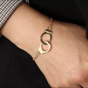 NIP Gold Tone Freedom Handcuffs Bracelet